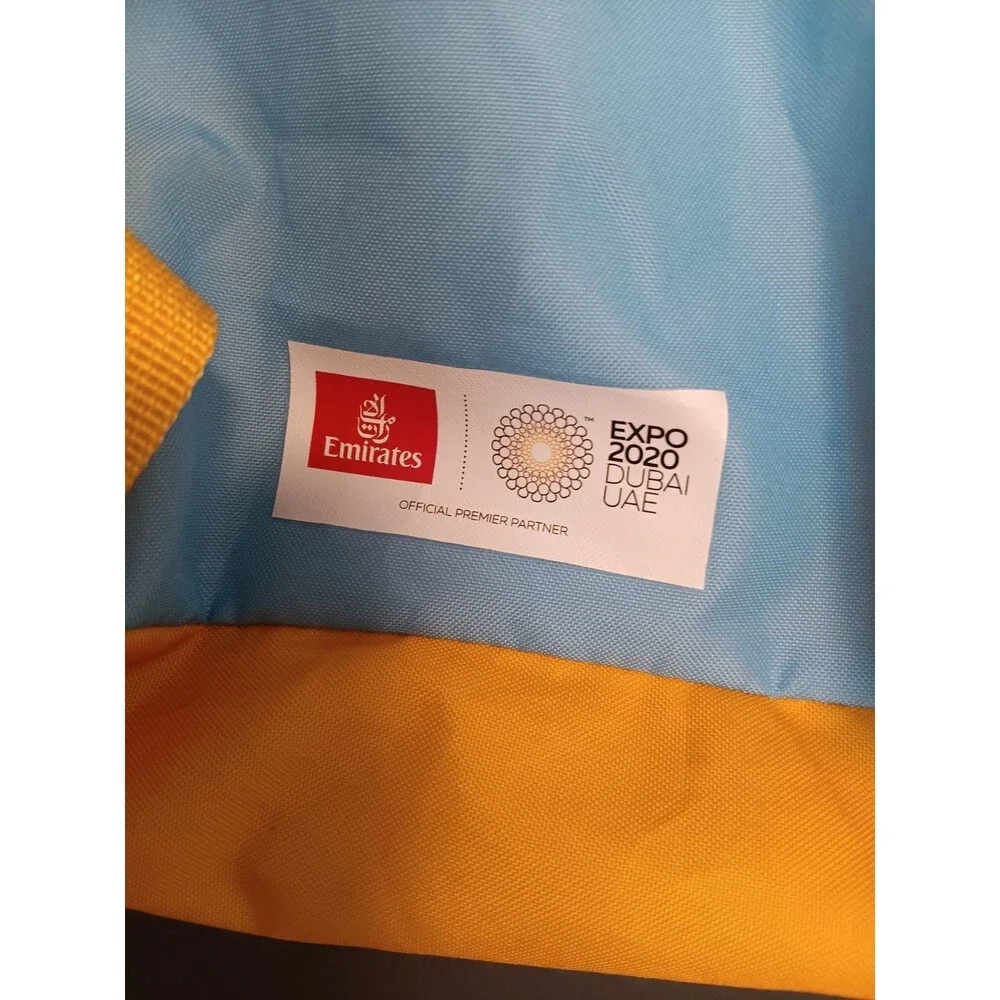 Emirates Expo 2020 Dubai Mini Backpack Yellow Blue Airline Travel 11”